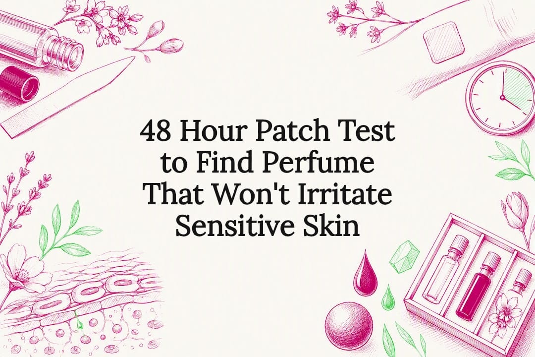 Decorative perfume patch test title card