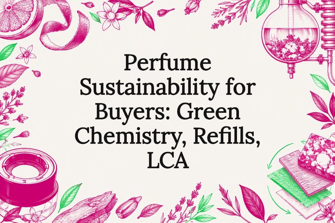 Sustainability perfume title card illustration