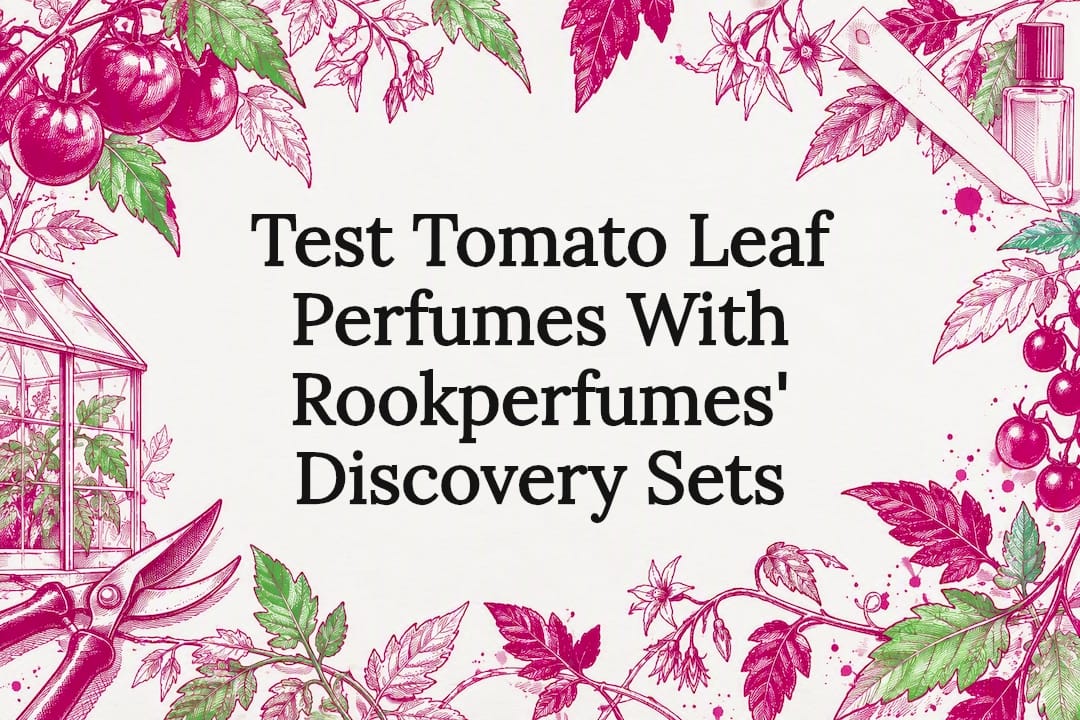 Tomato leaf perfume title card illustration