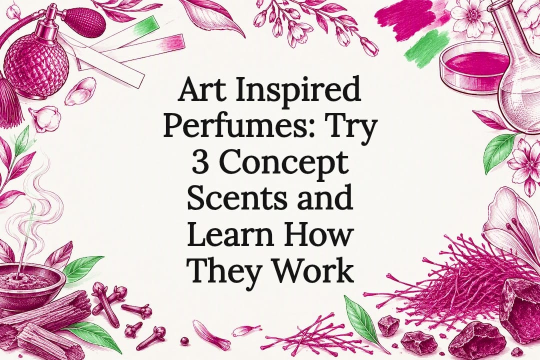 Art-inspired perfume title card illustration