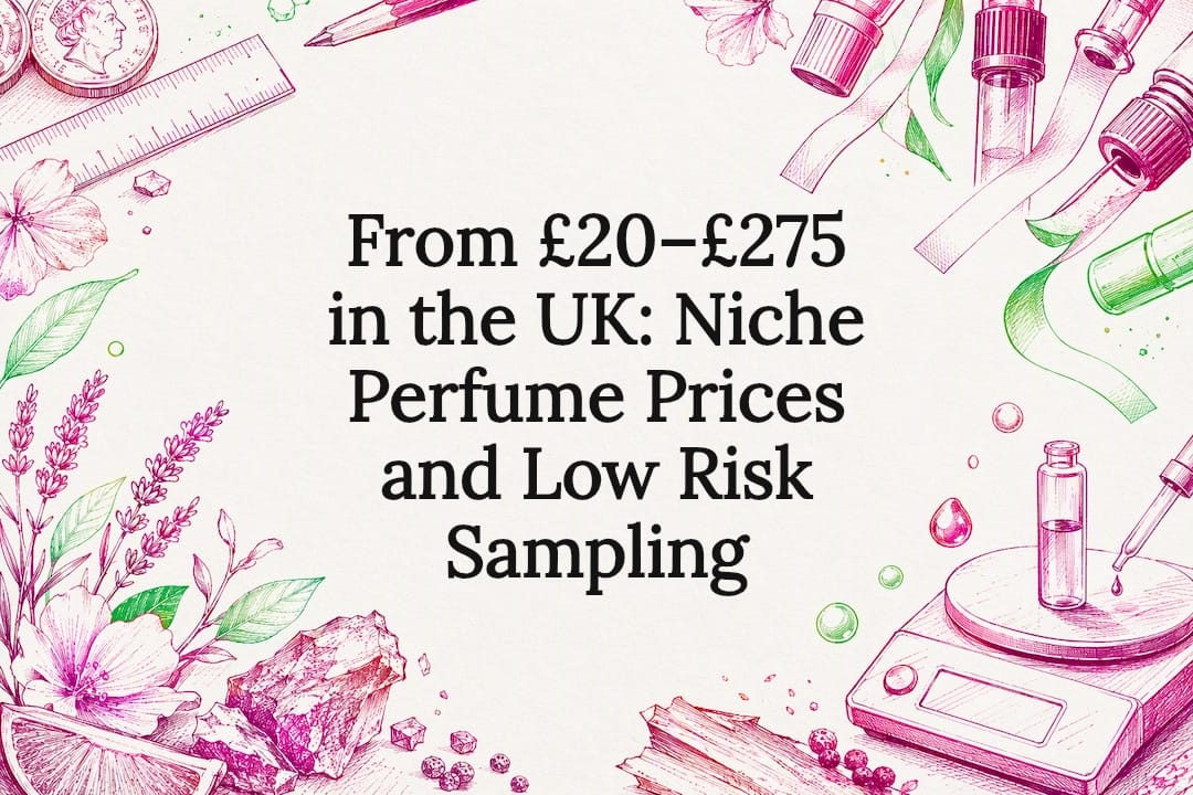Hand-drawn niche perfume pricing title card