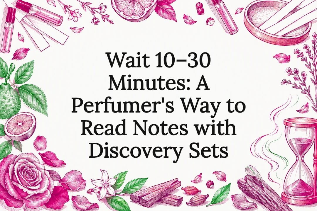 Decorative perfume notes title card