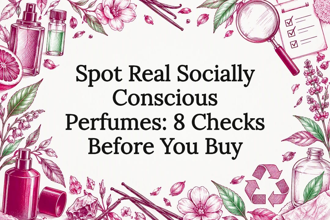 Decorative socially conscious perfume title card
