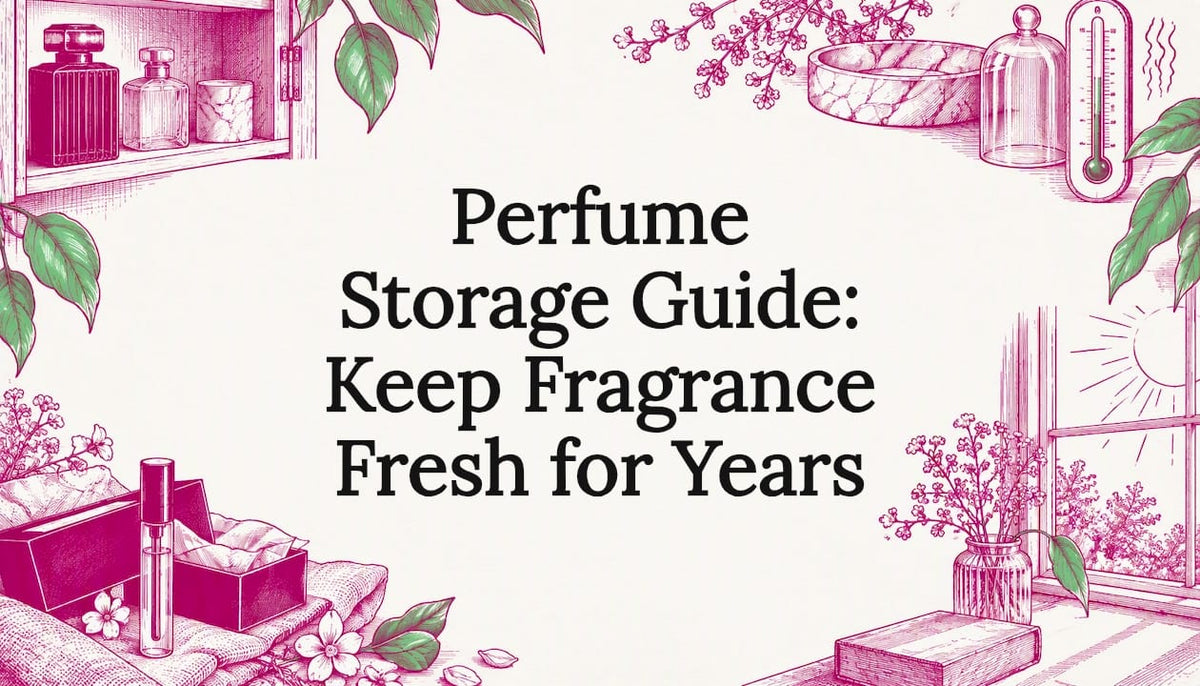 Decorative perfume storage guide title card