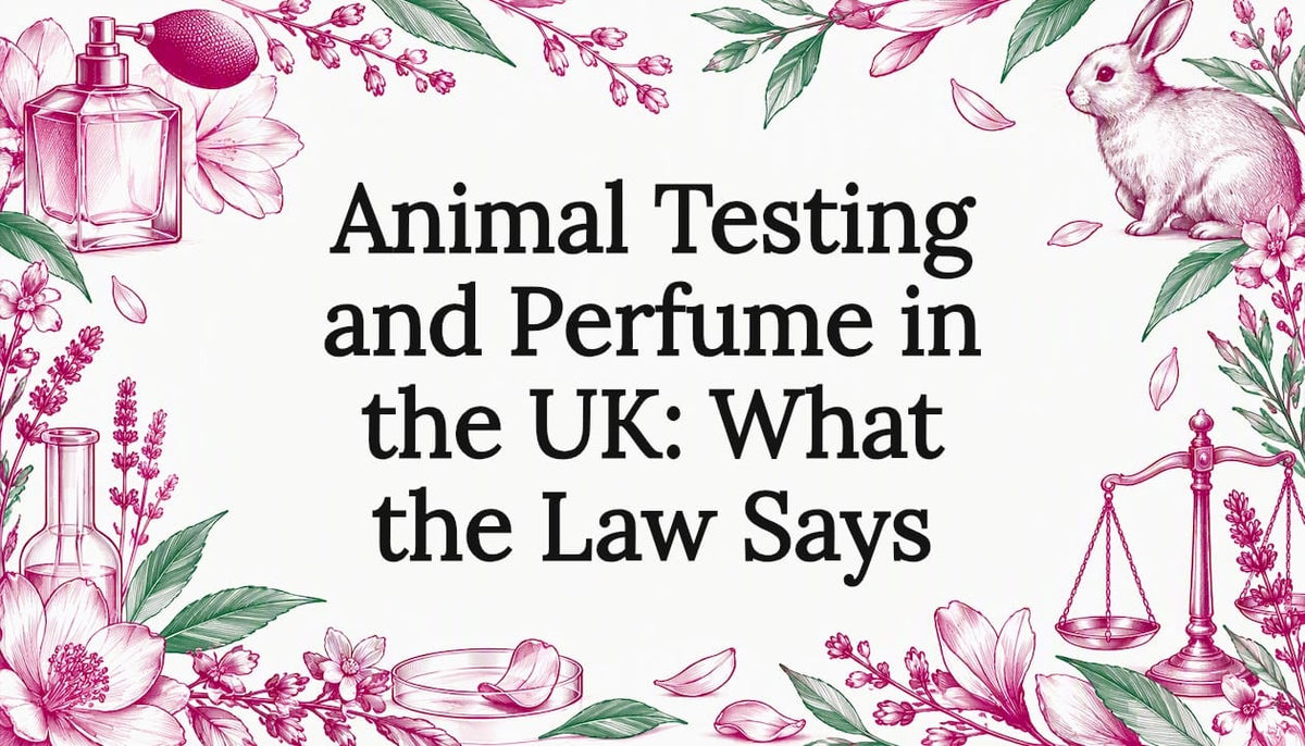Perfume and rabbit motifs frame the title