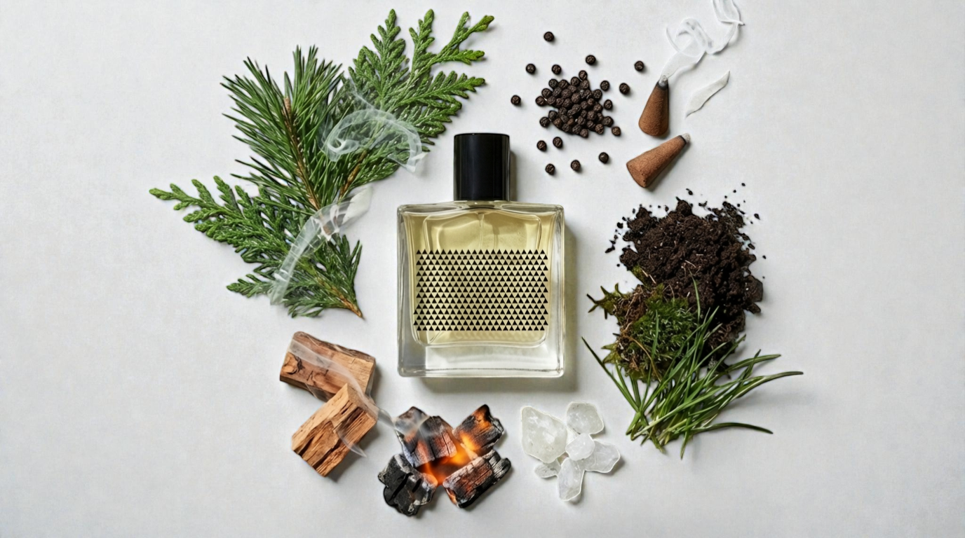 Rook Perfumes Forest Eau de Parfum 50ml bottle with a pine and cedar woodland scent against a natural backdrop.