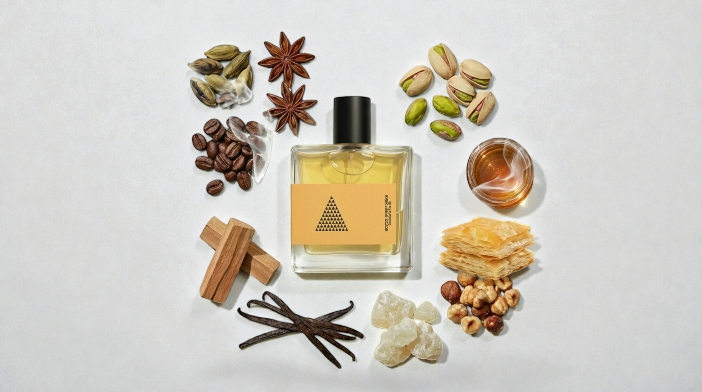 Baklava Musk Eau de Parfum 50ml by ROOK PERFUMES, showcasing an elegant bottle against a soft background.