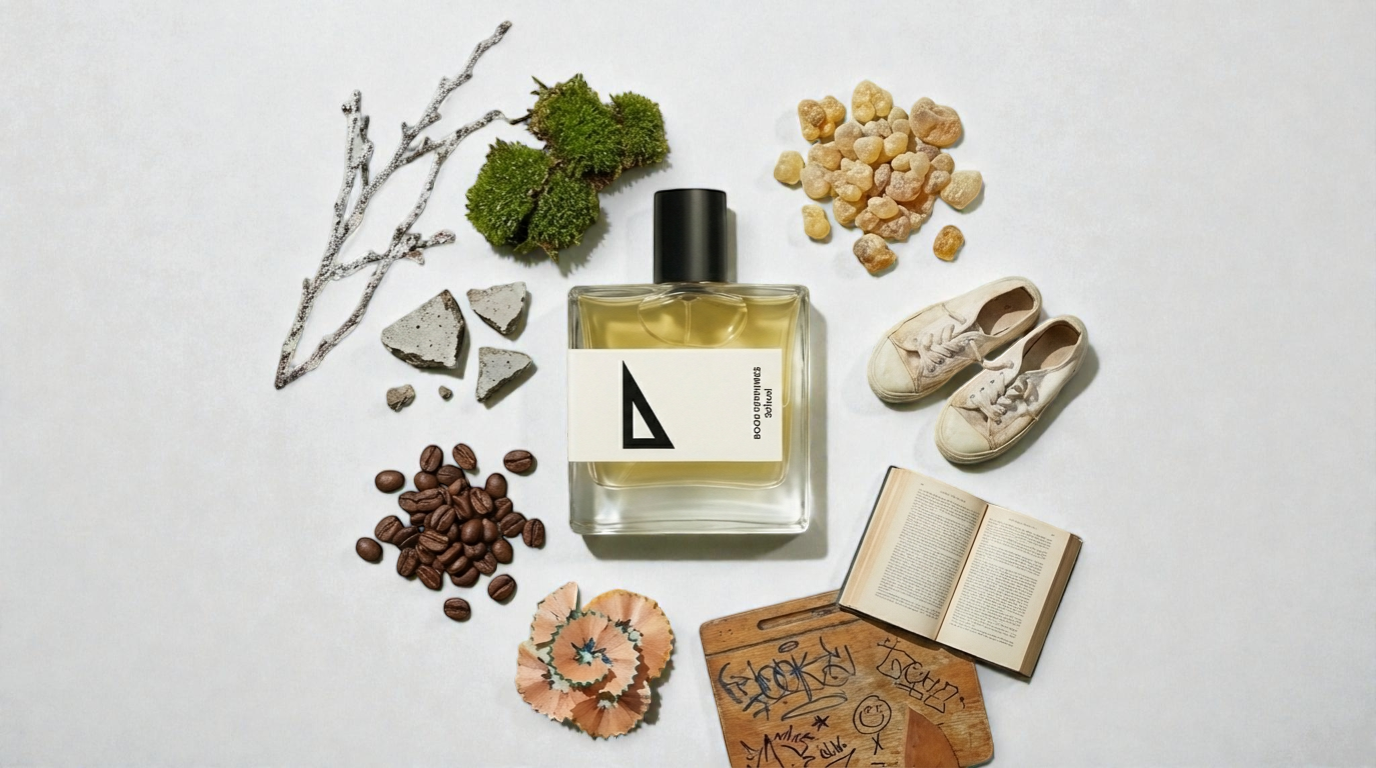 Rook Perfumes School Eau de Parfum 30ml bottle with nostalgic classroom-themed design against a neutral background.
