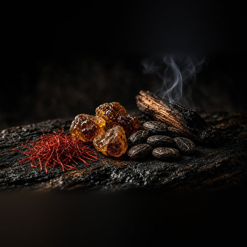 Amber notes: saffron, amber resin, tonka beans and smoking wood