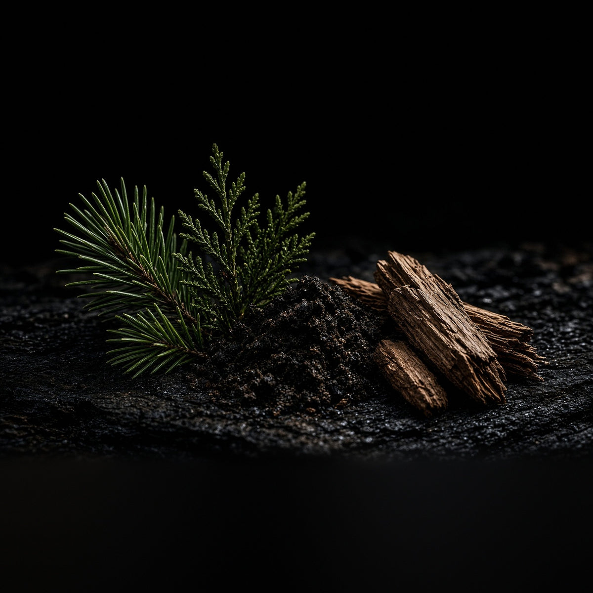 Forest notes: pine, cypress, damp soil and cedar wood