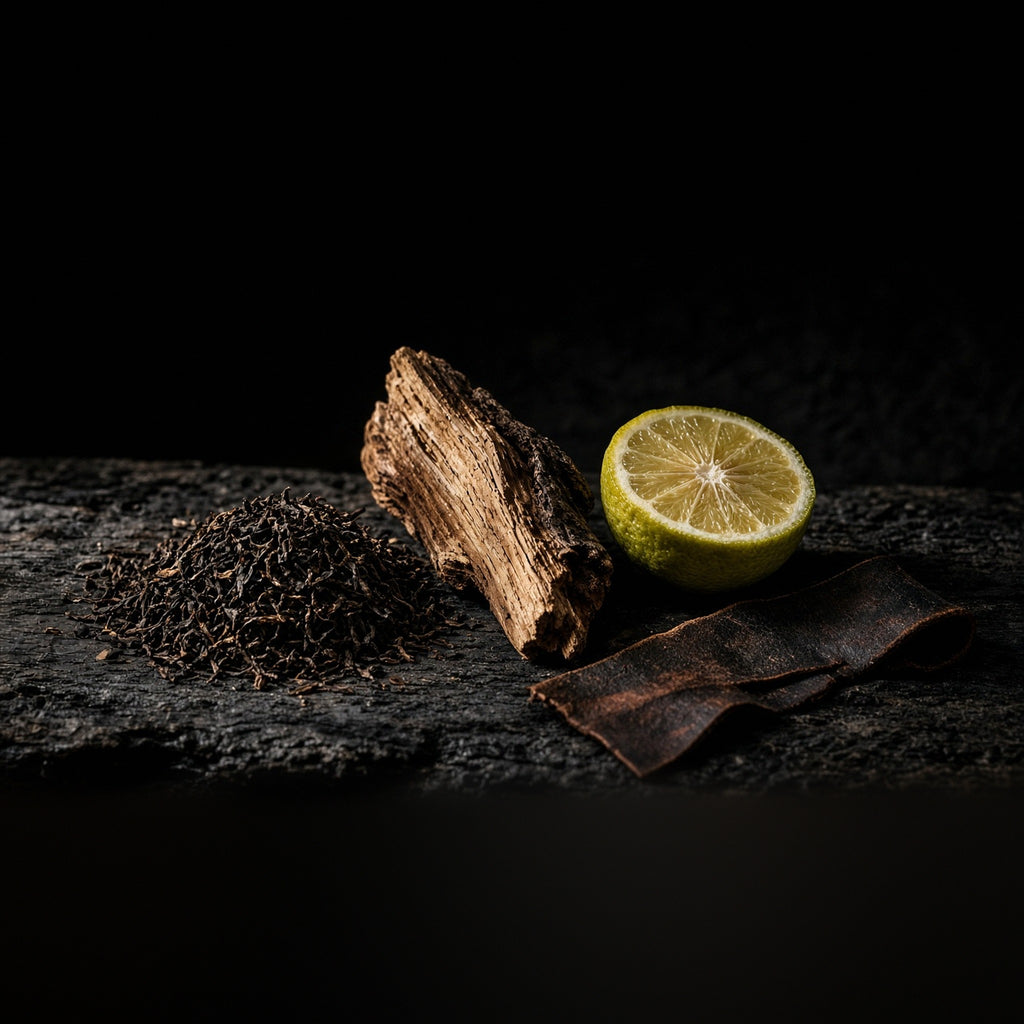 Lapsang Rosewood Woods Tea Chest Parfum by Rook Perfumes featuring a luxurious, aromatic fragrance with tea and woody notes.