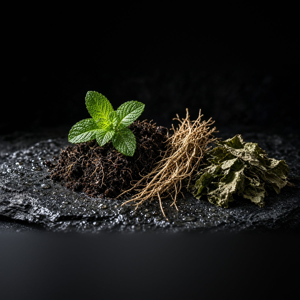 Undergrowth notes: mint, damp soil, vetiver roots and patchouli leaves